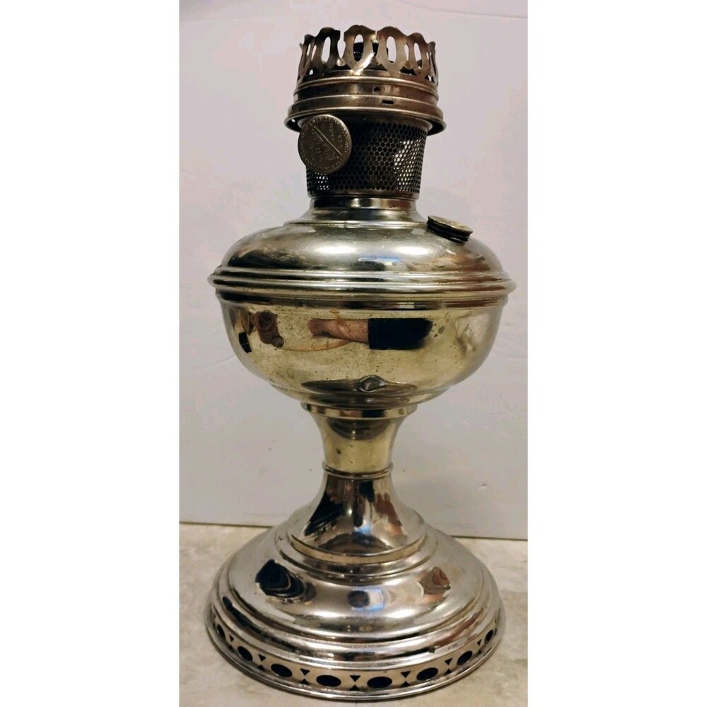 Antique Aladdin Model B Kerosene Lamp Base Bottom View Center Draft Tube Patina